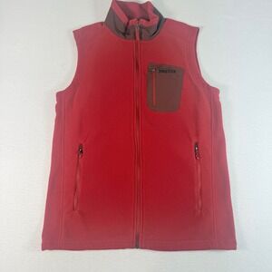 Marmot Polartec Fleece Vest Mens Medium Red Full Zip Sleeveless‎ Jacket Outdoor